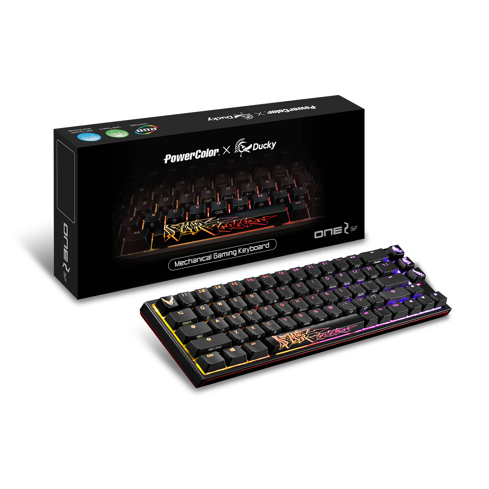 PowerColor x Ducky One 2 SF RGB Mechanical Keyboard - White Clicky