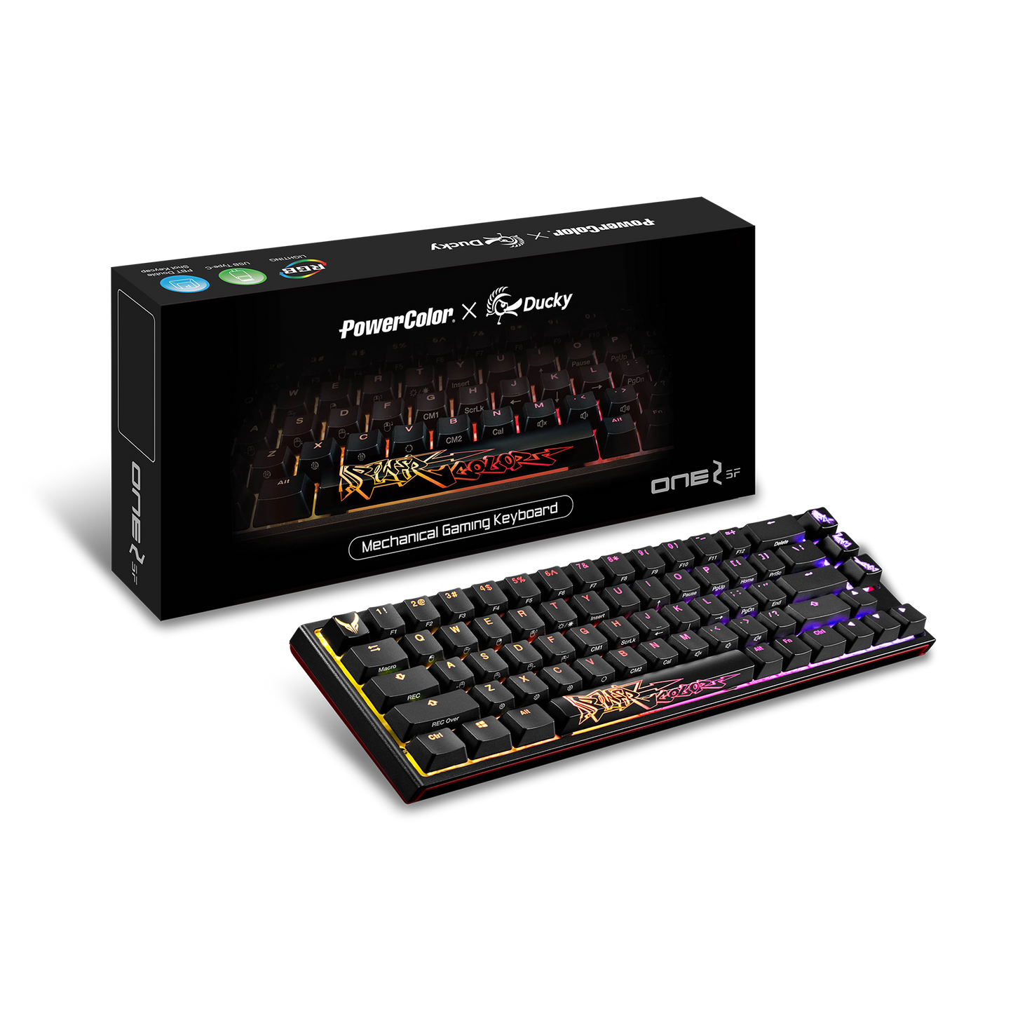 PowerColor x Ducky One 2 SF RGB Mechanical Keyboard - White Clicky